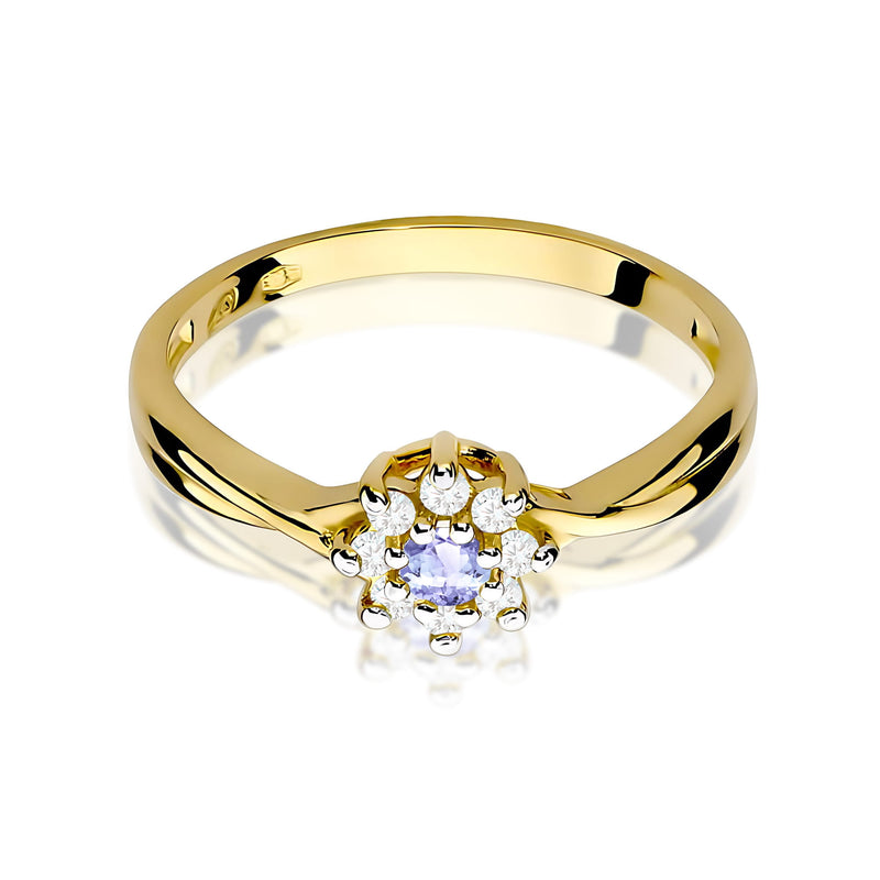Inel Aur 9K cu Tanzanit 0.15 ct si Diamante Naturale 0.12 ct, imaginea 2 din 8