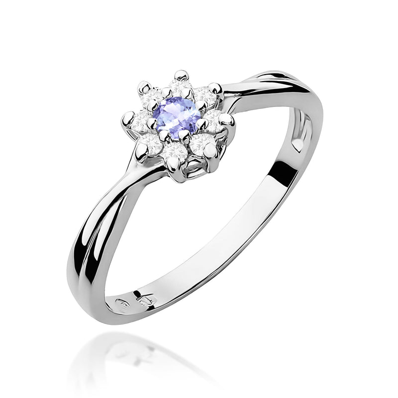 Inel Aur 9K cu Tanzanit 0.15 ct si Diamante Naturale 0.12 ct, imaginea 5 din 8