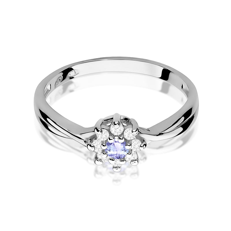 Inel Aur 9K cu Tanzanit 0.15 ct si Diamante Naturale 0.12 ct, imaginea 6 din 8