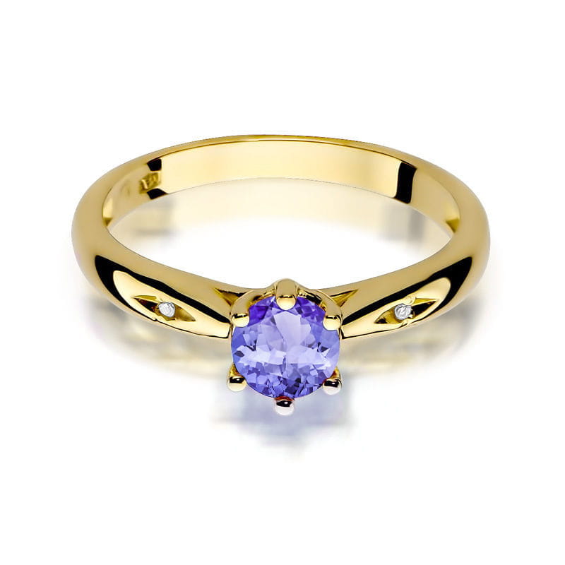 Inel Aur 9K cu Tanzanit 0.50 ct si Diamante Naturale 0.01 ct, imaginea 2 din 8