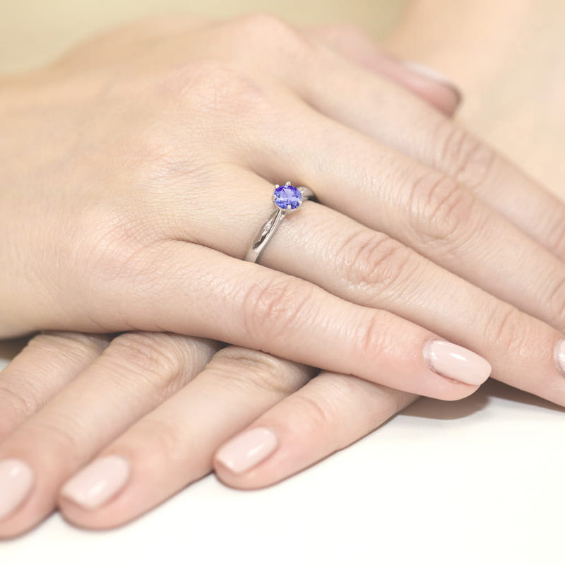 Inel Aur 9K cu Tanzanit 0.50 ct si Diamante Naturale 0.01 ct, imaginea 8 din 8