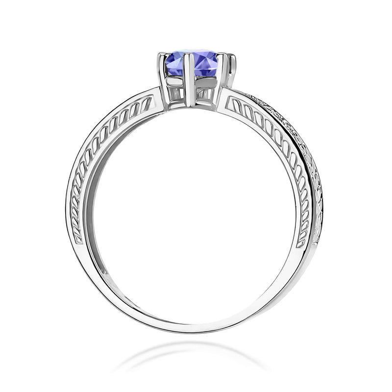 Inel Aur 9K cu Tanzanit 0.50 ct si Diamante Naturale 0.08 ct, imaginea 7 din 8