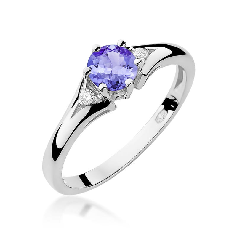 Inel Aur 9K cu Tanzanit 0.50 ct si Diamante Naturale 0.03 ct, imaginea 5 din 8