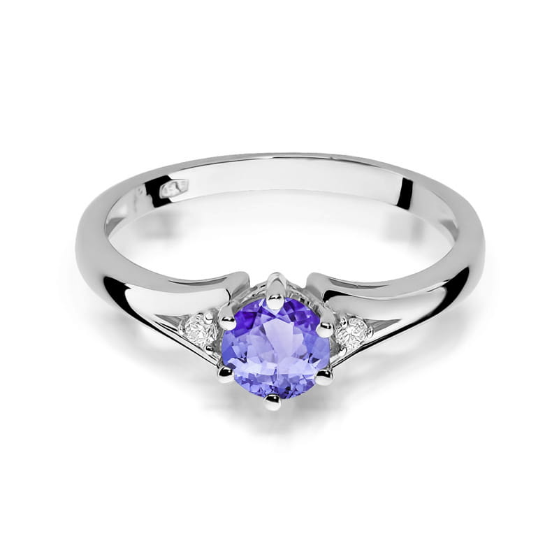 Inel Aur 9K cu Tanzanit 0.50 ct si Diamante Naturale 0.03 ct, imaginea 6 din 8