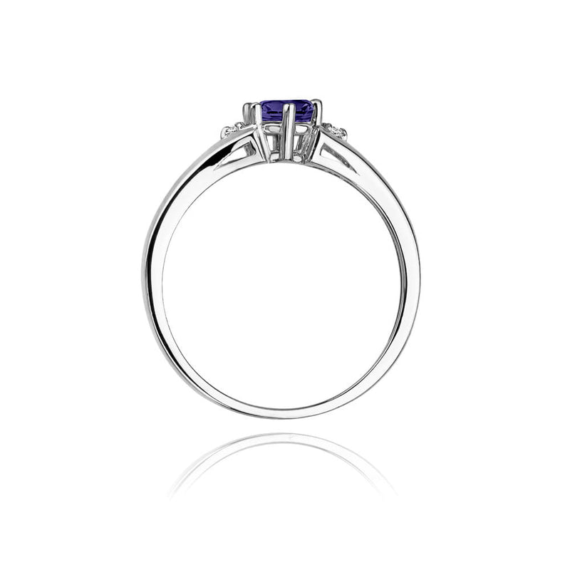 Inel Aur 9K cu Tanzanit 0.50 ct si Diamante Naturale 0.03 ct, imaginea 7 din 8