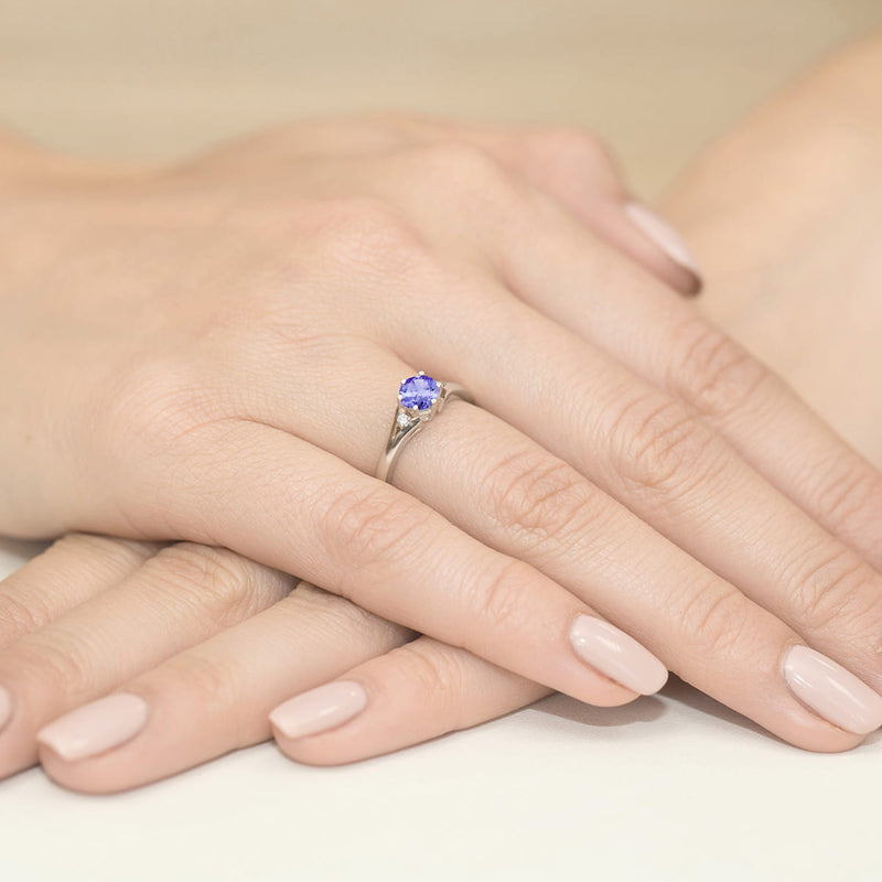 Inel Aur 9K cu Tanzanit 0.50 ct si Diamante Naturale 0.03 ct, imaginea 8 din 8