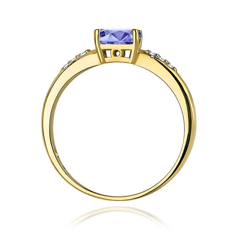 Inel Aur 9K cu Tanzanit 0.40 ct si Diamante Naturale 0.03 ct, imaginea 3 din 8