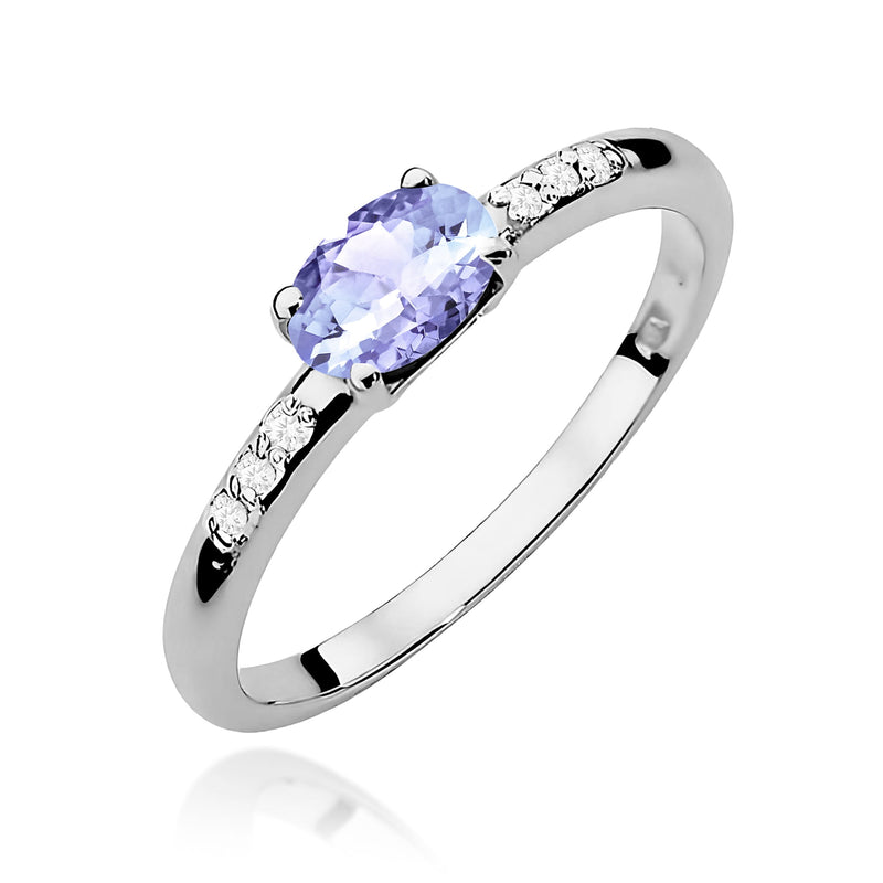 Inel Aur 9K cu Tanzanit 0.40 ct si Diamante Naturale 0.03 ct, imaginea 5 din 8