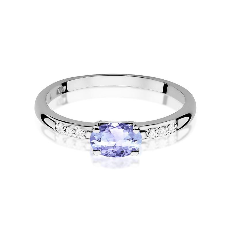 Inel Aur 9K cu Tanzanit 0.40 ct si Diamante Naturale 0.03 ct, imaginea 6 din 8