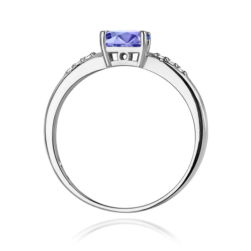Inel Aur 9K cu Tanzanit 0.40 ct si Diamante Naturale 0.03 ct, imaginea 7 din 8