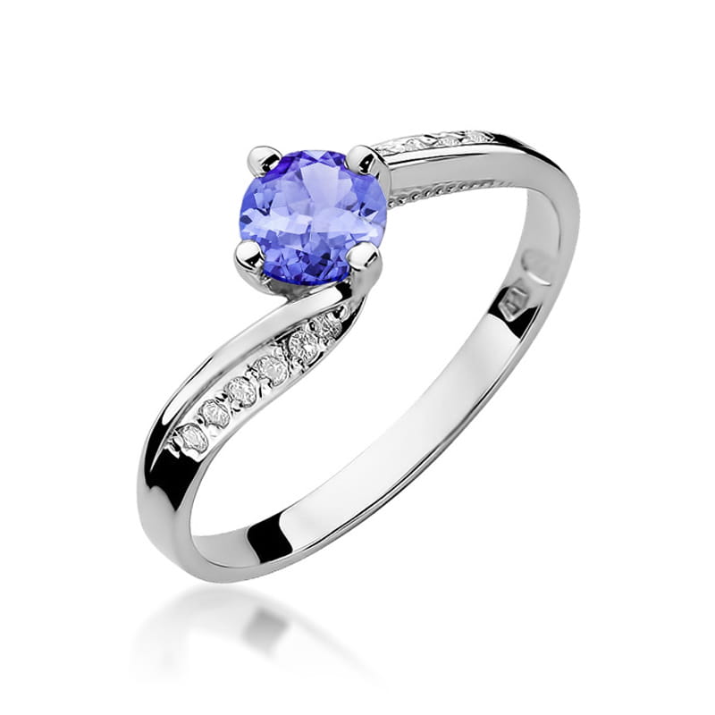 Inel Aur 9K cu Tanzanit 0.50 ct si Diamante Naturale 0.05 ct, imaginea 5 din 8