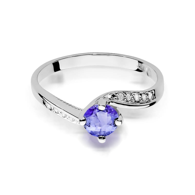 Inel Aur 9K cu Tanzanit 0.50 ct si Diamante Naturale 0.05 ct, imaginea 6 din 8