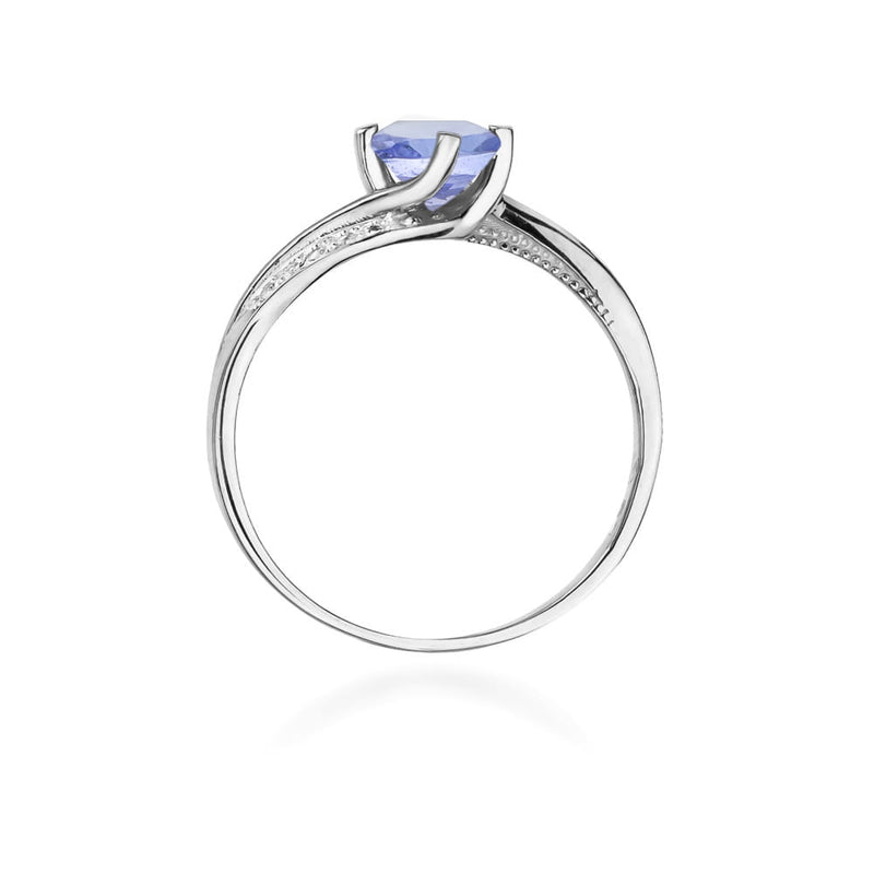 Inel Aur 9K cu Tanzanit 0.50 ct si Diamante Naturale 0.05 ct, imaginea 7 din 8