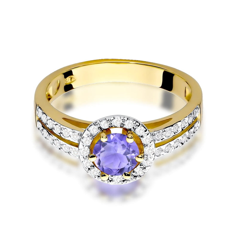 Inel Aur 9K cu Tanzanit 0.50 ct si Diamante Naturale 0.20 ct, imaginea 2 din 8
