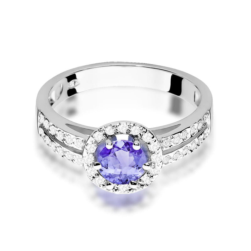 Inel Aur 9K cu Tanzanit 0.50 ct si Diamante Naturale 0.20 ct, imaginea 6 din 8