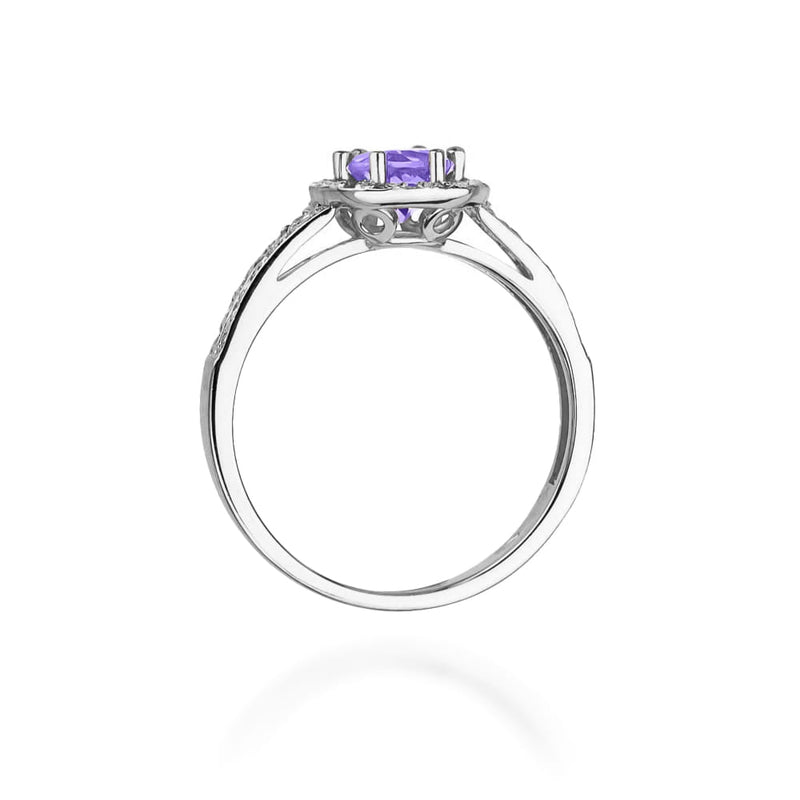 Inel Aur 9K cu Tanzanit 0.50 ct si Diamante Naturale 0.20 ct, imaginea 7 din 8
