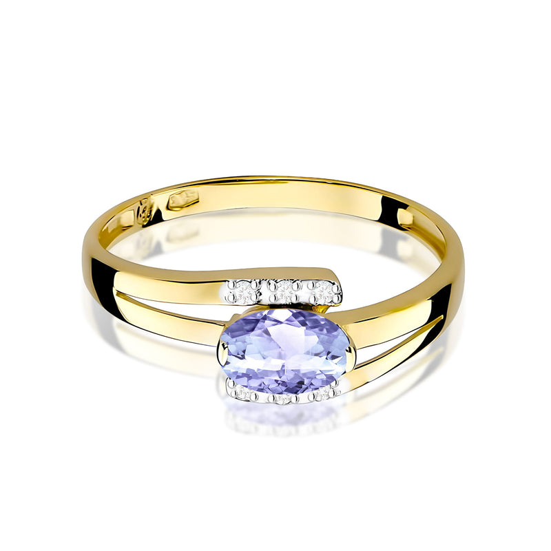 Inel Aur 9K cu Tanzanit 0.40 ct si Diamante Naturale 0.05 ct, imaginea 2 din 8