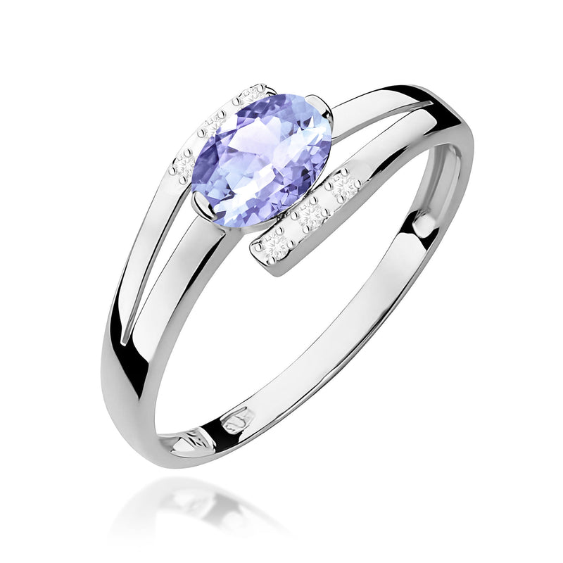Inel Aur 9K cu Tanzanit 0.40 ct si Diamante Naturale 0.05 ct, imaginea 5 din 8