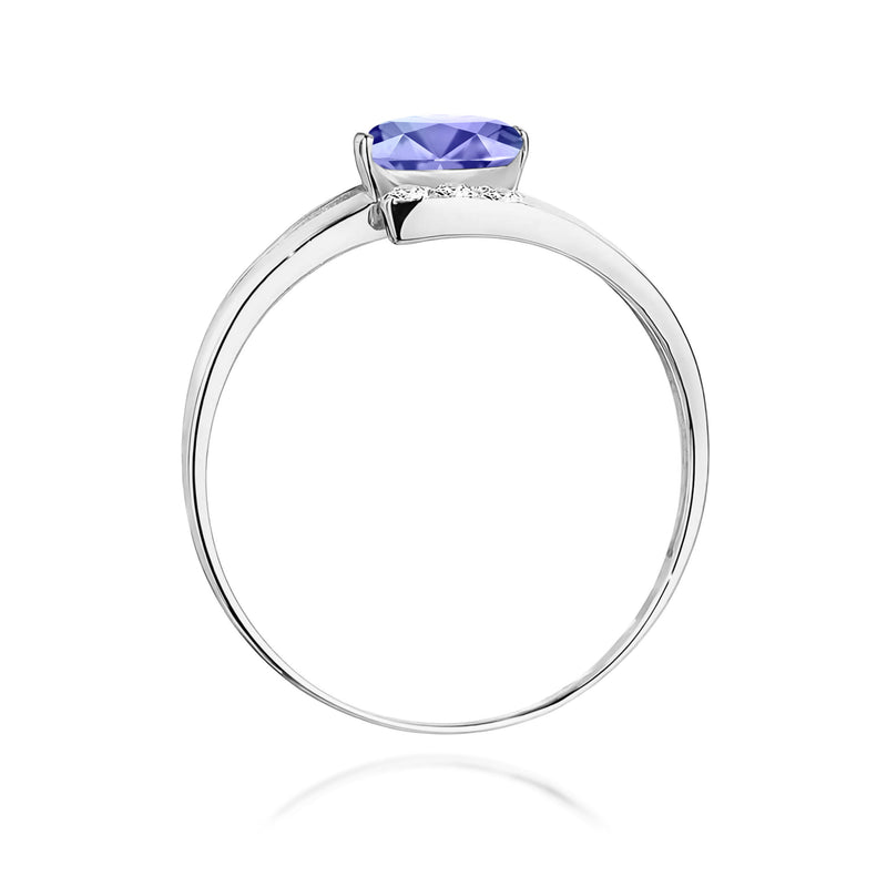 Inel Aur 9K cu Tanzanit 0.40 ct si Diamante Naturale 0.05 ct, imaginea 7 din 8
