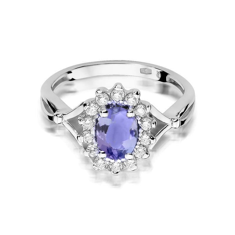 Inel Aur 9K cu Tanzanit 0.70 ct si Diamante Naturale 0.28 ct, imaginea 6 din 8