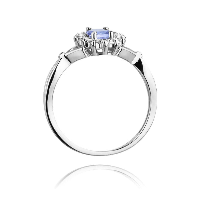 Inel Aur 9K cu Tanzanit 0.70 ct si Diamante Naturale 0.28 ct, imaginea 7 din 8