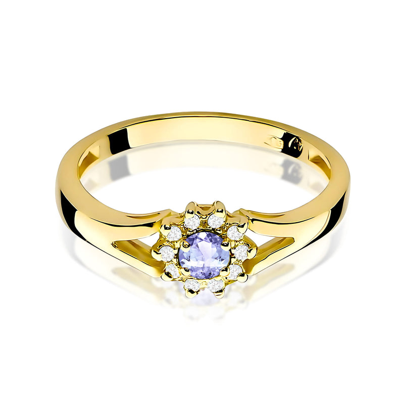 Inel Aur 9K cu Tanzanit 0.15 ct si Diamante Naturale 0.09 ct, imaginea 2 din 8