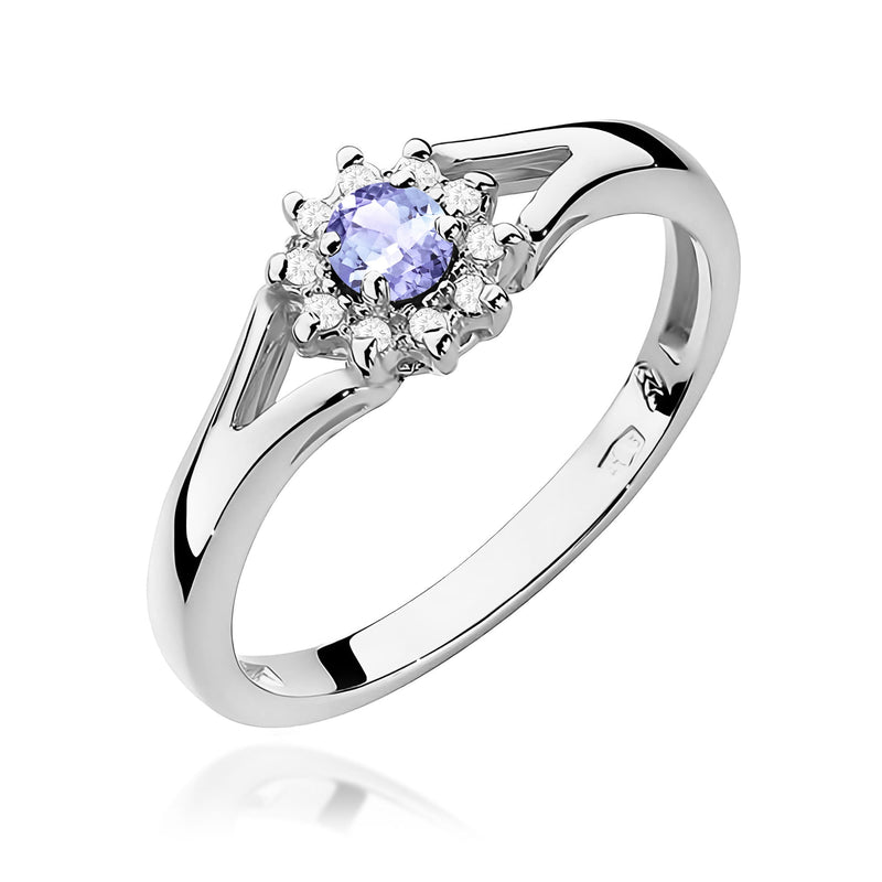 Inel Aur 9K cu Tanzanit 0.15 ct si Diamante Naturale 0.09 ct, imaginea 5 din 8