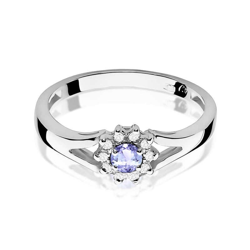 Inel Aur 9K cu Tanzanit 0.15 ct si Diamante Naturale 0.09 ct, imaginea 6 din 8