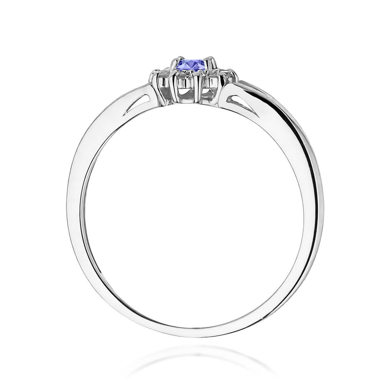 Inel Aur 9K cu Tanzanit 0.15 ct si Diamante Naturale 0.09 ct, imaginea 7 din 8