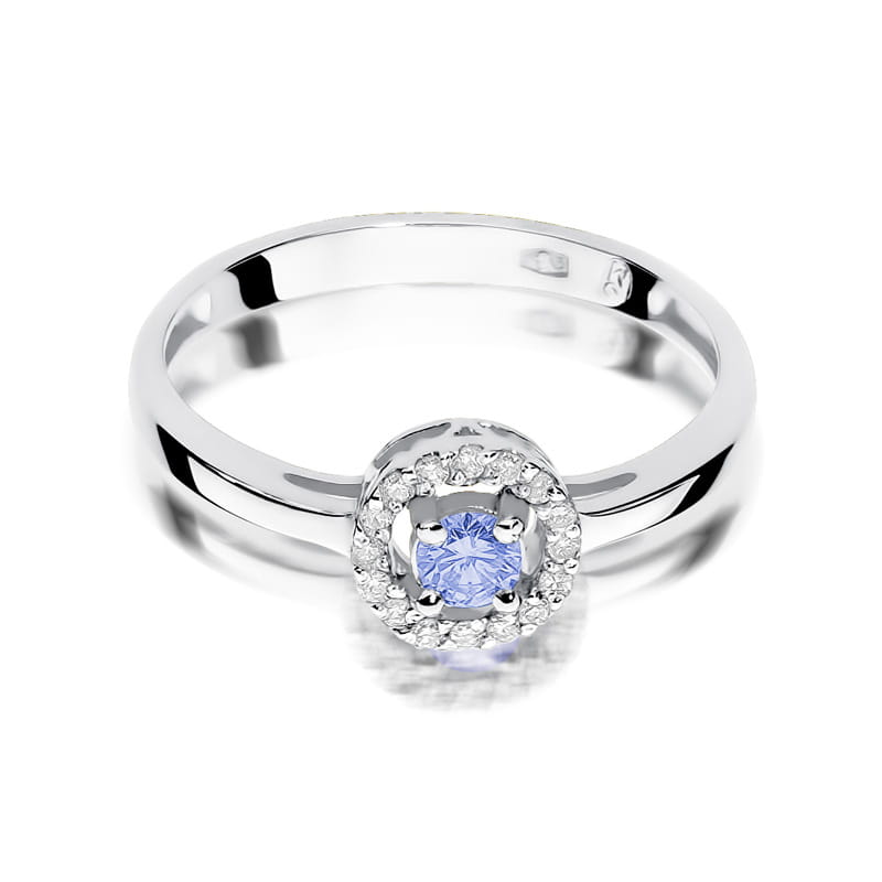 Inel Aur 9K cu Tanzanit 0.15 ct si Diamante Naturale 0.08 ct, imaginea 10 din 11