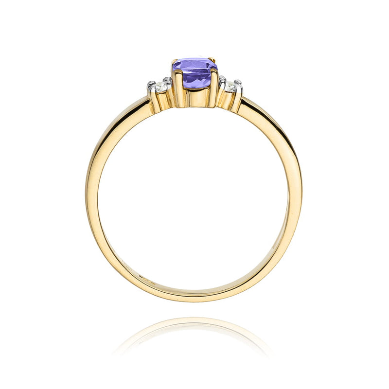 Inel Aur 9K cu Tanzanit 0.40 ct si Diamante Naturale 0.08 ct, imaginea 3 din 7