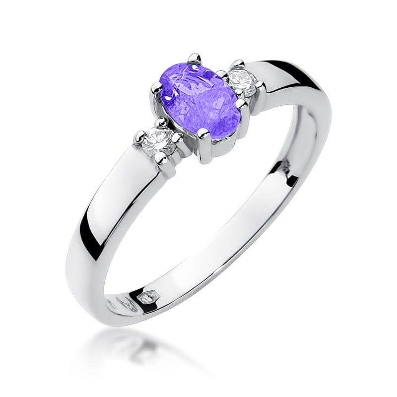 Inel Aur 9K cu Tanzanit 0.40 ct si Diamante Naturale 0.08 ct, imaginea 5 din 7