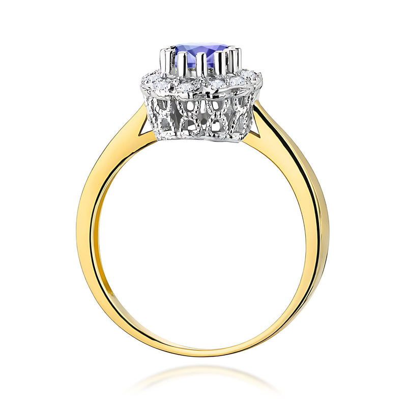 Inel Aur 9K cu Tanzanit 0.50 ct si Diamante Naturale 0.17 ct, imaginea 3 din 8
