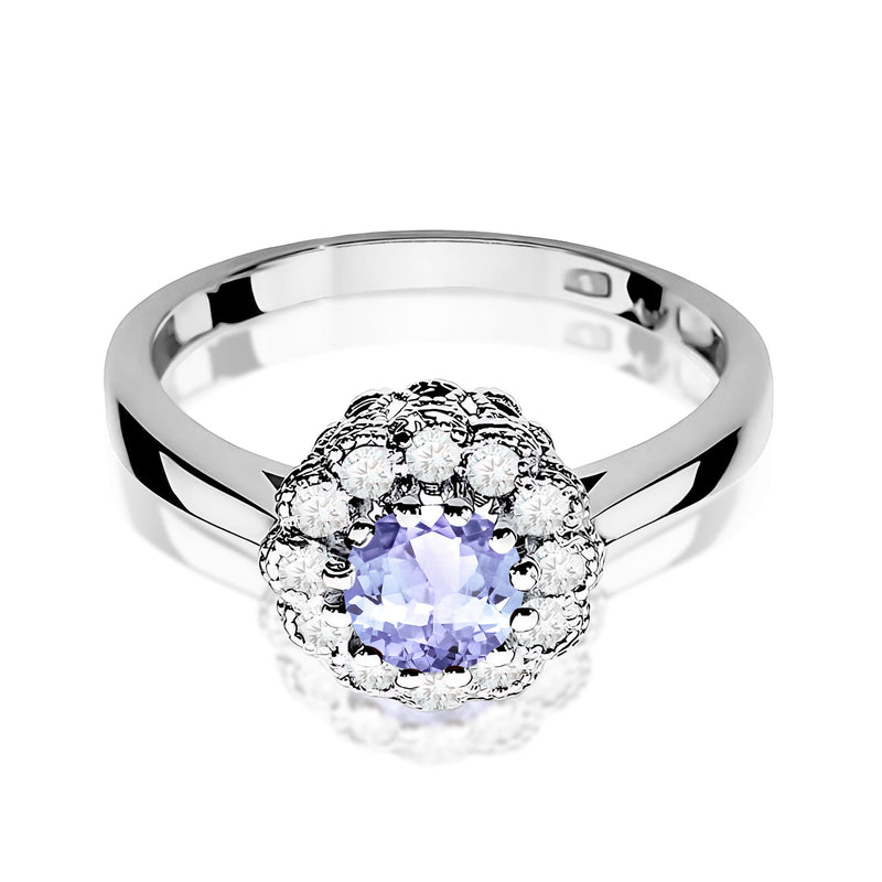 Inel Aur 9K cu Tanzanit 0.50 ct si Diamante Naturale 0.17 ct, imaginea 6 din 8