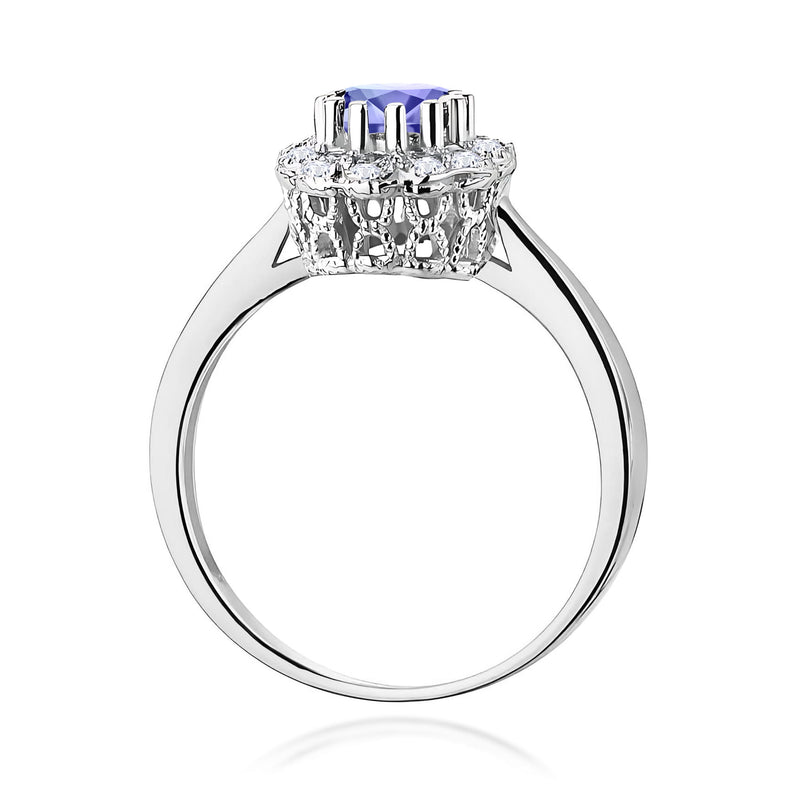 Inel Aur 9K cu Tanzanit 0.50 ct si Diamante Naturale 0.17 ct, imaginea 7 din 8