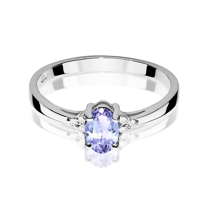 Inel Aur 9K cu Tanzanit 0.40 ct si Diamante Naturale 0.05 ct, imaginea 6 din 8