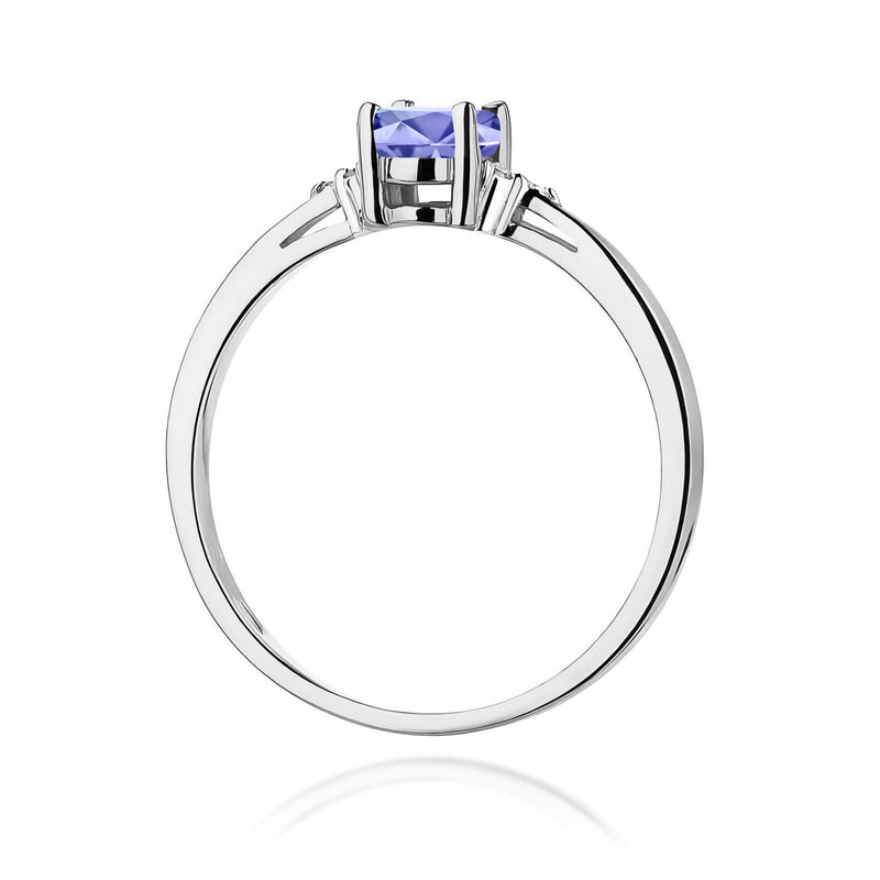 Inel Aur 9K cu Tanzanit 0.40 ct si Diamante Naturale 0.05 ct, imaginea 7 din 8