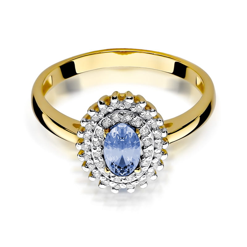 Inel Aur 9K cu Tanzanit 0.40 ct si Diamante Naturale 0.20 ct, imaginea 2 din 7