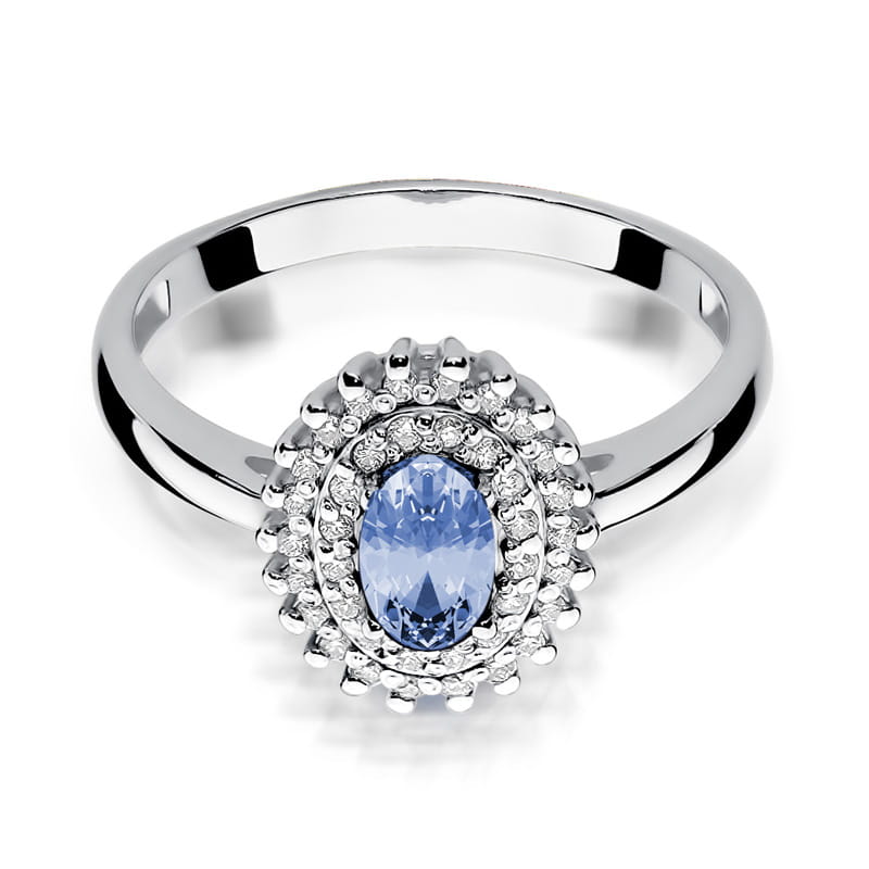 Inel Aur 9K cu Tanzanit 0.40 ct si Diamante Naturale 0.20 ct, imaginea 6 din 7