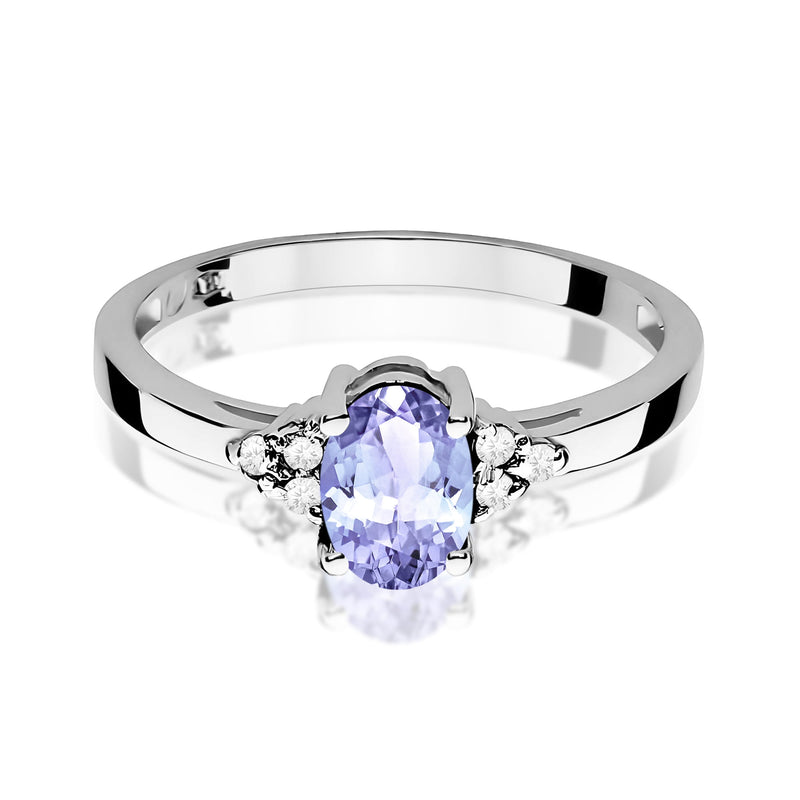 Inel Aur 9K cu Tanzanit 0.70 ct si Diamante Naturale 0.05 ct, imaginea 6 din 8