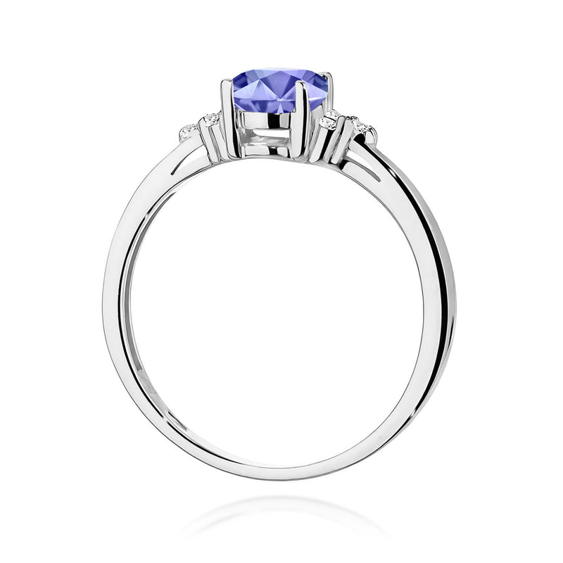 Inel Aur 9K cu Tanzanit 0.70 ct si Diamante Naturale 0.05 ct, imaginea 7 din 8