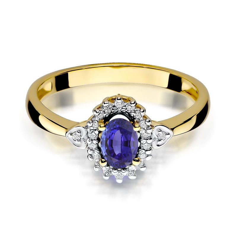 Inel Aur 9K cu Tanzanit 0.40 ct si Diamante Naturale 0.10 ct, imaginea 2 din 7