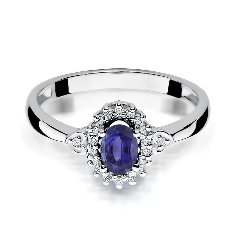 Inel Aur 9K cu Tanzanit 0.40 ct si Diamante Naturale 0.10 ct, imaginea 6 din 7