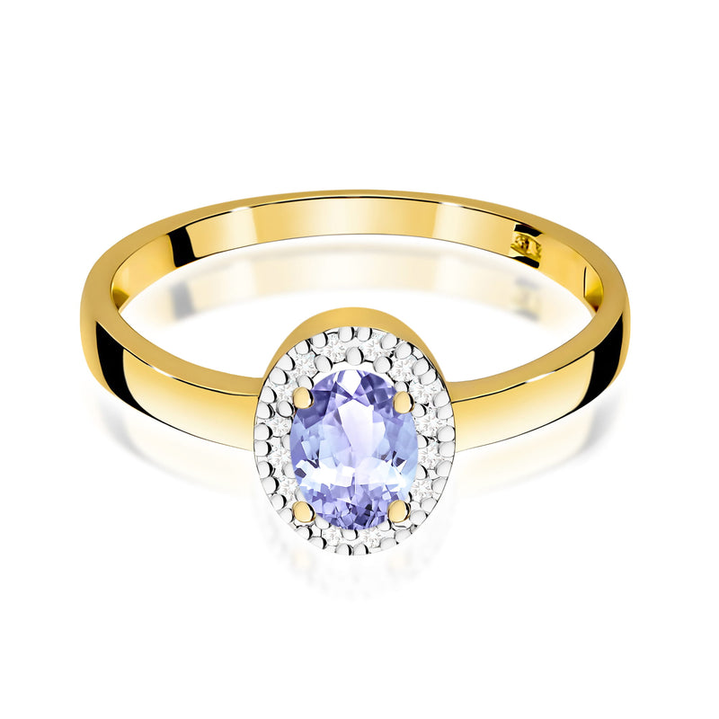 Inel Aur 9K cu Tanzanit 0.40 ct si Diamante Naturale 0.08 ct, imaginea 2 din 8