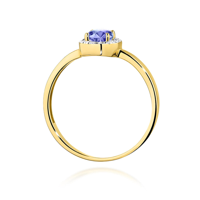 Inel Aur 9K cu Tanzanit 0.40 ct si Diamante Naturale 0.08 ct, imaginea 3 din 8