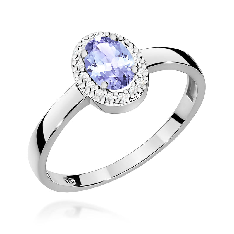 Inel Aur 9K cu Tanzanit 0.40 ct si Diamante Naturale 0.08 ct, imaginea 5 din 8