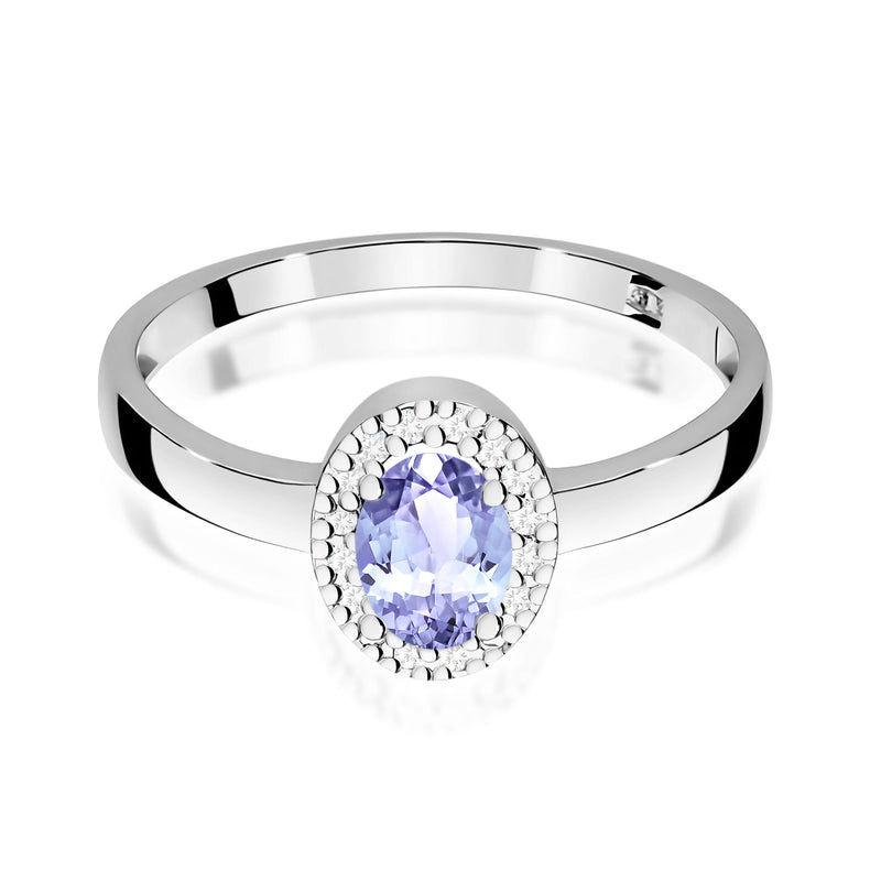 Inel Aur 9K cu Tanzanit 0.40 ct si Diamante Naturale 0.08 ct, imaginea 6 din 8