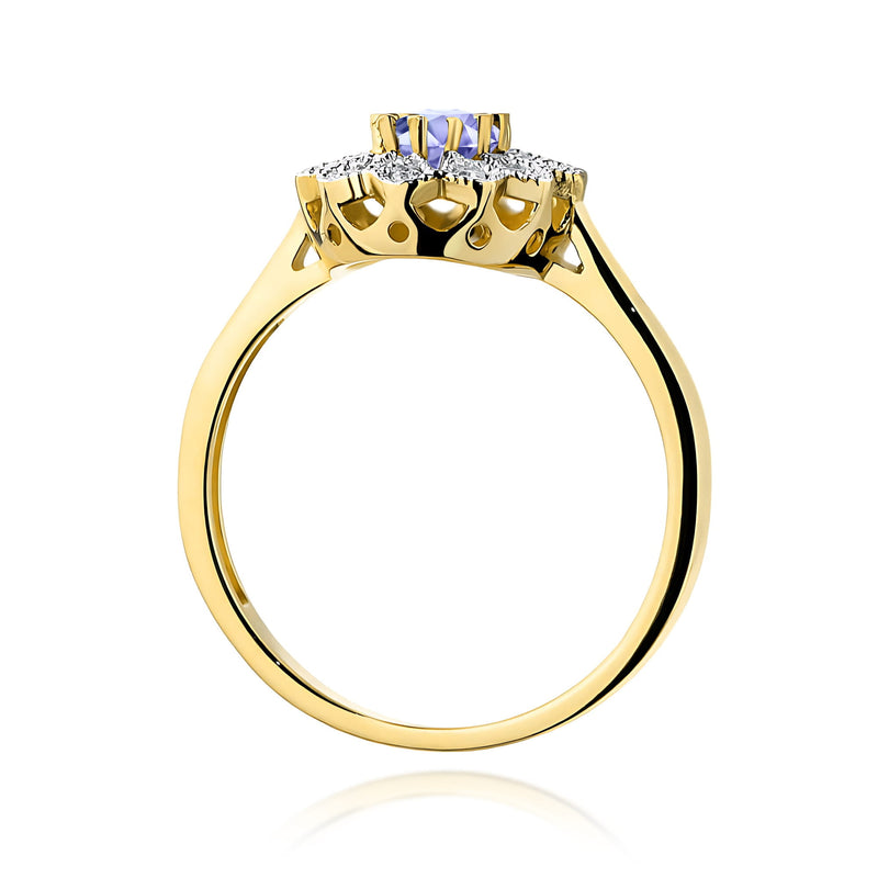 Inel Aur 9K cu Tanzanit 0.40 ct si Diamante Naturale 0.10 ct, imaginea 3 din 8