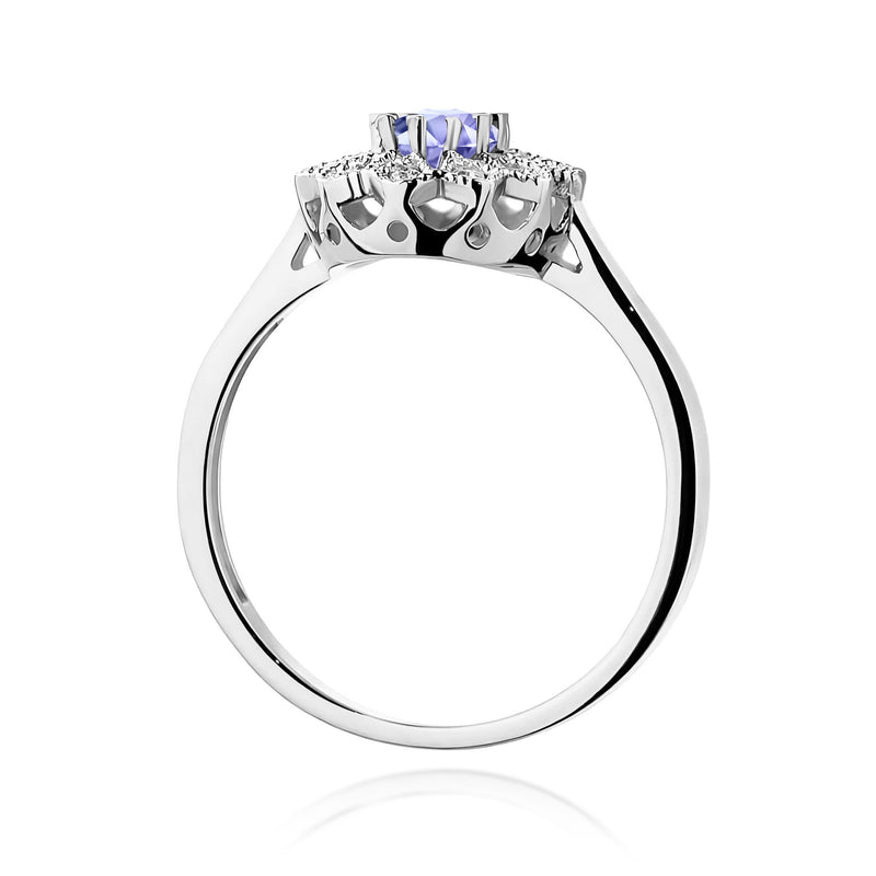 Inel Aur 9K cu Tanzanit 0.40 ct si Diamante Naturale 0.10 ct, imaginea 7 din 8