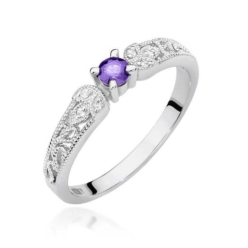 Inel Aur 9K cu Tanzanit 0.15 ct si Diamante Naturale 0.03 ct, imaginea 5 din 7